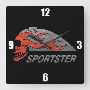 Reloj Cuadrado Flaming Skull Tank