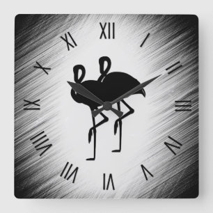 Reloj Cuadrado Flamingo blanco y negro