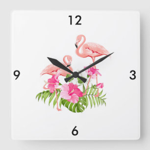 Reloj Cuadrado Flamingo Clock