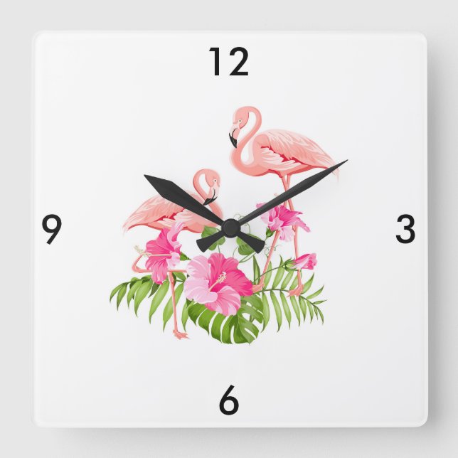 Reloj Cuadrado Flamingo Clock (Anverso)