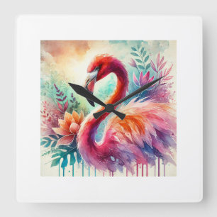 Reloj Cuadrado Flamingo Elegance 080824AREF149 - Watercolor