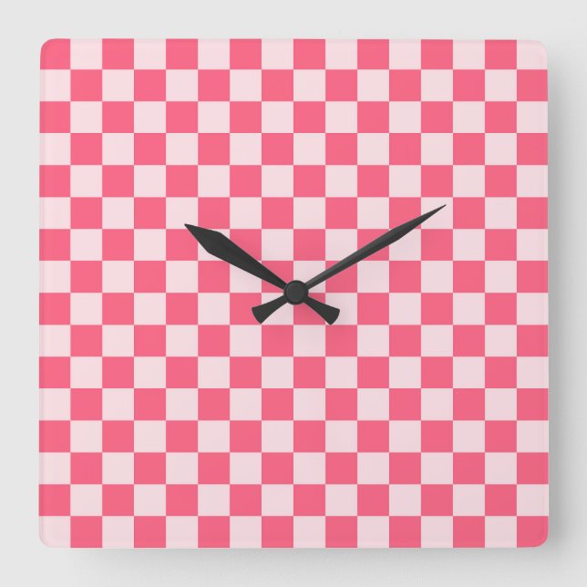 Reloj Cuadrado Flamingo sorbet checkerboard pattern (Anverso)