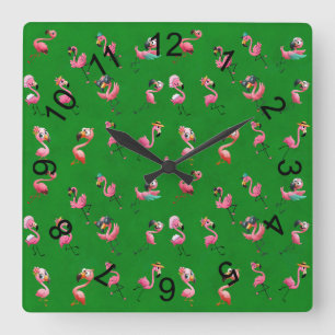 Reloj Cuadrado Flamingos
