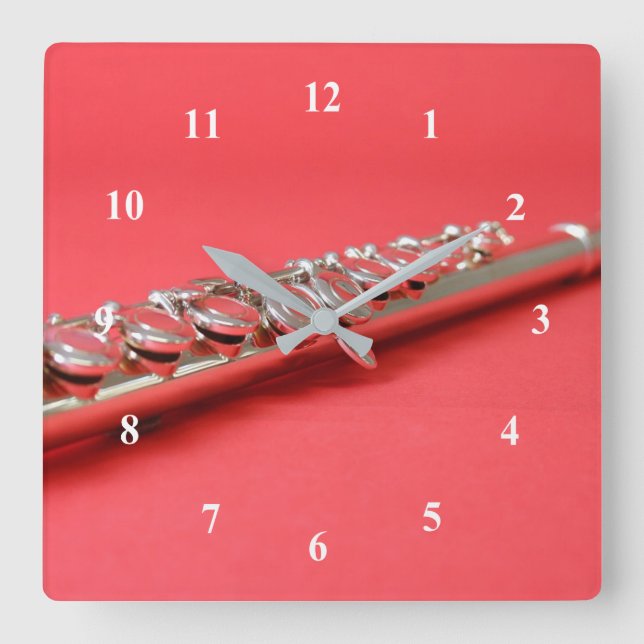 Reloj Cuadrado Flauta estudiante de música rosa de viento de made (Anverso)