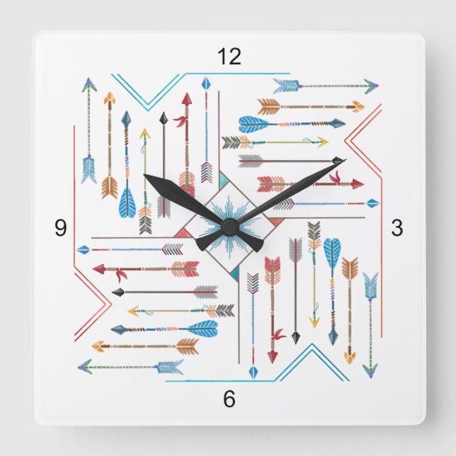 Reloj Cuadrado Flechas de Boho y Sun V11 Sq ID748 (Anverso)