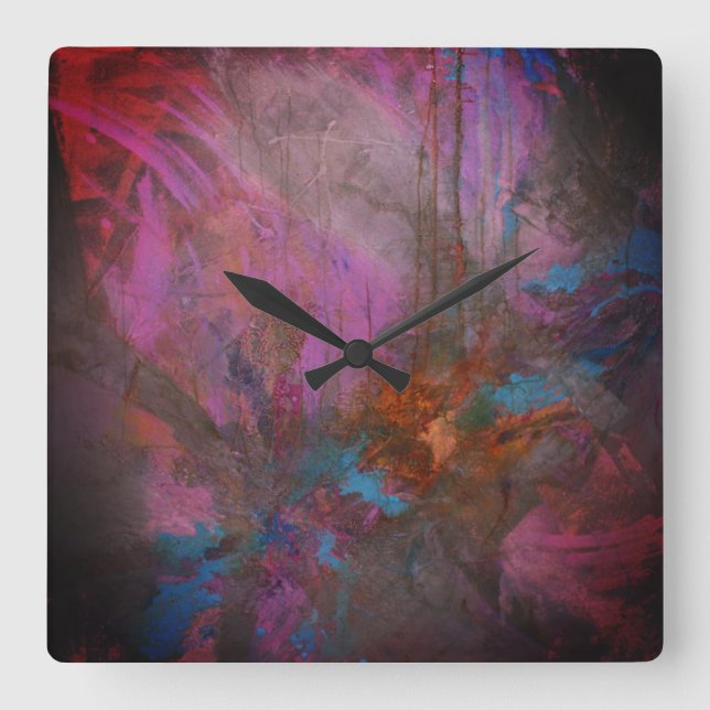 Reloj Cuadrado Flor abstracta (Anverso)