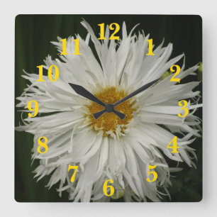 Reloj Cuadrado Flor amarilla blanca