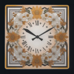 Reloj Cuadrado Flor Art Deco<br><div class="desc">Gran diseño de reloj. Te encantará como a otros. Tenga la libertad de usar este diseño para otro producto que desee o para el personalizar y agregue su texto. Sígueme por más. Gracias. Que tengas un buen día.</div>