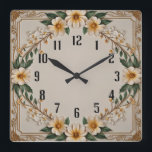 Reloj Cuadrado Flor Art Deco<br><div class="desc">Gran diseño de reloj. Te encantará como a otros. Tenga la libertad de usar este diseño para otro producto que desee o para el personalizar y agregue su texto. Sígueme por más. Gracias. Que tengas un buen día.</div>