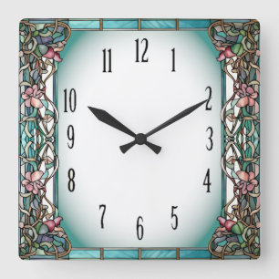 Reloj Cuadrado Flor Art Déco