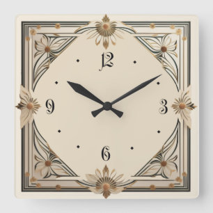 Reloj Cuadrado Flor Art Déco