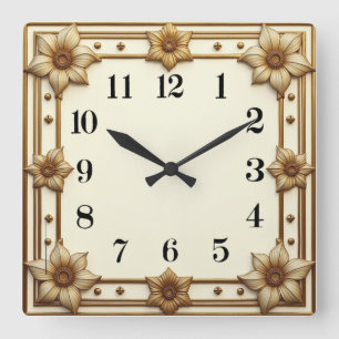 Reloj Cuadrado Flor Art Déco
