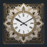 Reloj Cuadrado Flor Art Deco<br><div class="desc">Gran diseño de reloj. Te encantará como a otros. Tenga la libertad de usar este diseño para otro producto que desee o para el personalizar y agregue su texto. Sígueme por más. Gracias. Que tengas un buen día.</div>