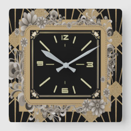 Reloj Cuadrado Flor Art Deco