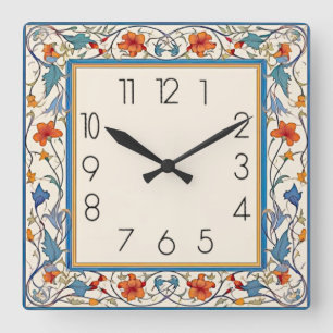 Reloj Cuadrado Flor Art Déco