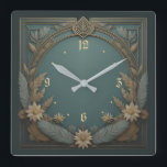 Reloj Cuadrado Flor Art Deco<br><div class="desc">Gran diseño de reloj. Te encantará como a otros. Tenga la libertad de usar este diseño para otro producto que desee o para el personalizar y agregue su texto. Sígueme por más. Gracias. Que tengas un buen día.</div>