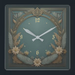 Reloj Cuadrado Flor Art Deco<br><div class="desc">Gran diseño de reloj. Te encantará como a otros. Tenga la libertad de usar este diseño para otro producto que desee o para el personalizar y agregue su texto. Sígueme por más. Gracias. Que tengas un buen día.</div>