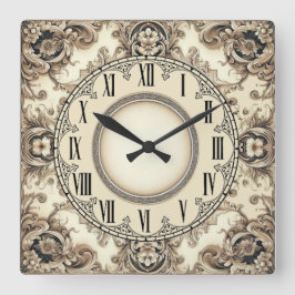 Reloj Cuadrado Flor Art Déco
