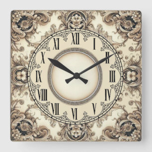 Reloj Cuadrado Flor Art Déco