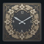 Reloj Cuadrado Flor blanca Art Deco<br><div class="desc">Gran diseño de reloj. Te encantará como a otros. Tenga la libertad de usar este diseño para otro producto que desee o para el personalizar y agregue su texto. Sígueme por más. Gracias. Que tengas un buen día.</div>