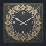 Reloj Cuadrado Flor blanca Art Deco<br><div class="desc">Gran diseño de reloj. Te encantará como a otros. Tenga la libertad de usar este diseño para otro producto que desee o para el personalizar y agregue su texto. Sígueme por más. Gracias. Que tengas un buen día.</div>