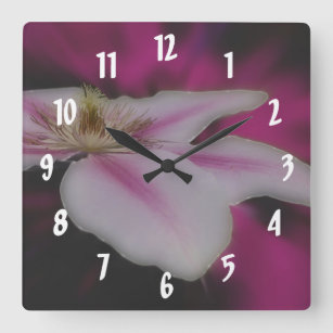 Reloj Cuadrado Flor blanca clásica