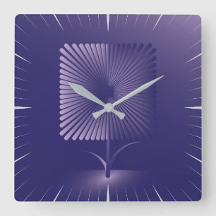 Reloj Cuadrado Flor cuadrada violeta