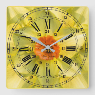 Reloj Cuadrado Flor de 24 horas