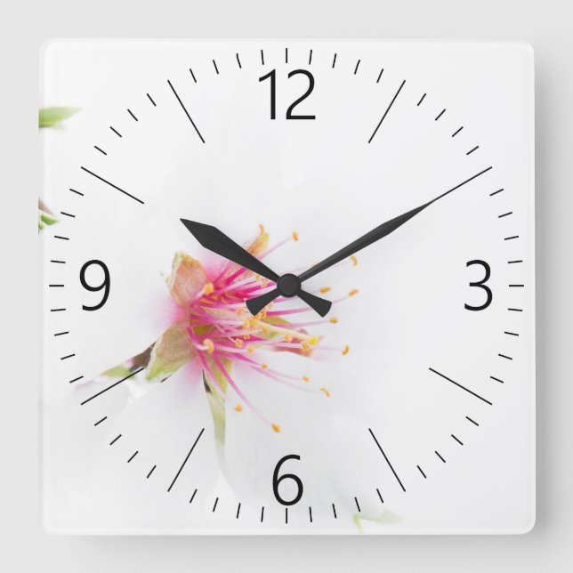 Reloj Cuadrado Flor de almendra (Anverso)
