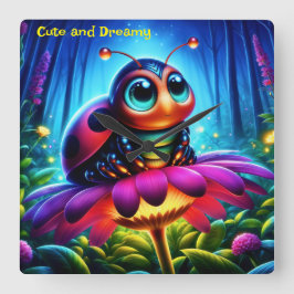 Reloj Cuadrado Flor de fantasía suave y brillante encantada