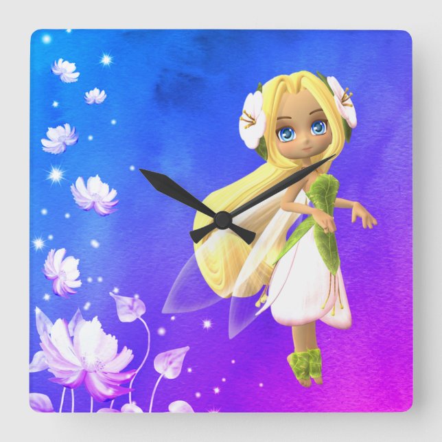 Reloj Cuadrado Flor de hadas (Anverso)