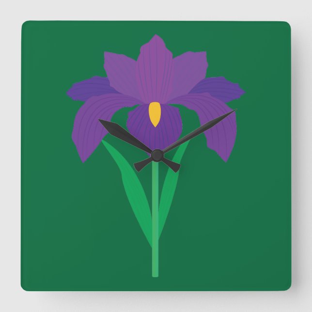 Reloj Cuadrado Flor de Iris (Anverso)