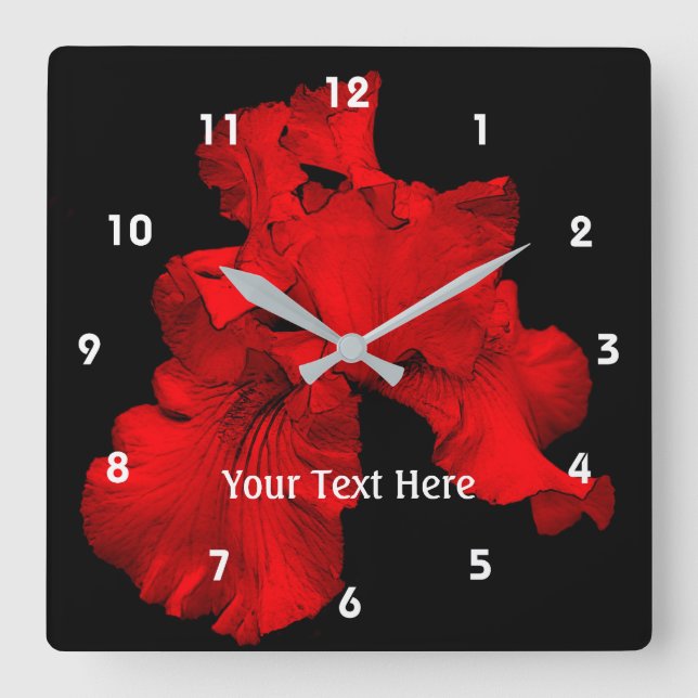 Reloj Cuadrado Flor de iris de barba caliente roja (Anverso)