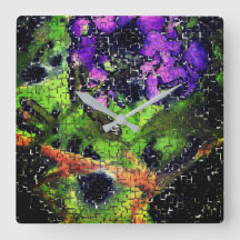 Flor de lino y hojas envejecidas en mosaico esculp