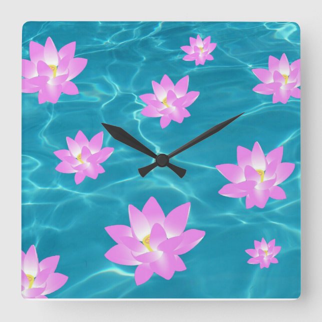 Reloj Cuadrado Flor de Lotus (Anverso)