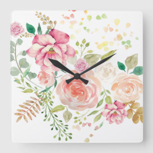 Reloj Cuadrado flor de primavera