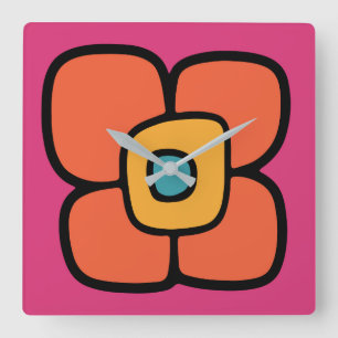 Reloj Cuadrado Flor de Primavera Retro
