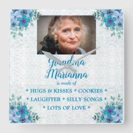 Reloj Cuadrado Flor "De qué está hecha la abuela"