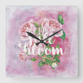 Reloj Cuadrado Flor de verano en la vida diciendo bello