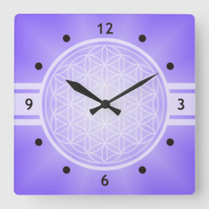 Reloj Cuadrado Flor de vida / Blume des Lebens - traspa blanca.