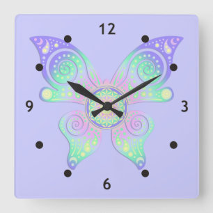 Reloj Cuadrado Flor de vida / Blume des Lebes - mariposa