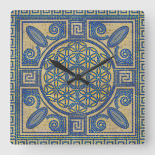 Reloj Cuadrado Flor de vida Mosaic Tile Ornament N1