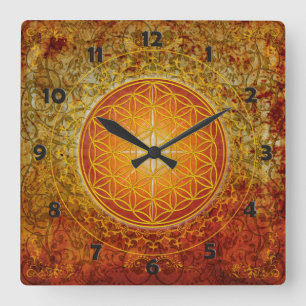 Reloj Cuadrado Flor de vida - Ornamento III