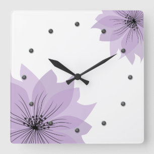 Reloj Cuadrado Flor elegante de la lila