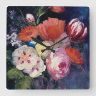 Reloj Cuadrado Flor fresca de la primavera del corte