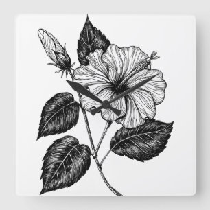 Reloj Cuadrado Flor II de Hibiscus