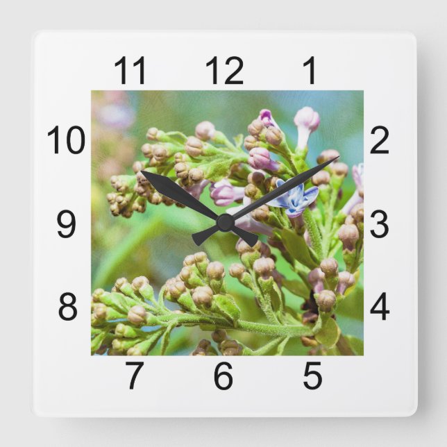 Reloj Cuadrado Flor Lilac - Primus Inter Pares (Anverso)