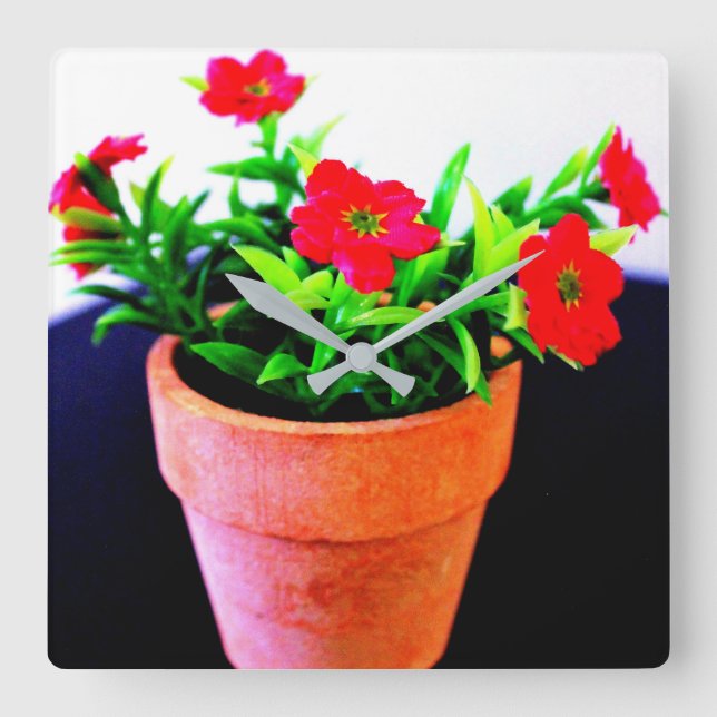 Reloj Cuadrado Flor Pot (Anverso)
