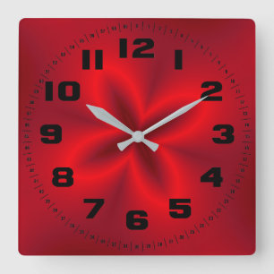 Reloj Cuadrado Flor roja vibrante neón