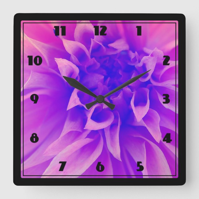 Reloj Cuadrado Flor rosa macro (Anverso)